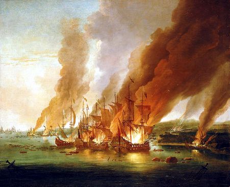 Adriaen Van Diest, Le Soleil Royal brûle pendant la bataille de La Hougue
